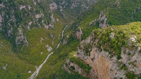 Bird's-eye view of Vikos Gorge in north of the Pindus mountain range, Greece Stock Footage 81565338