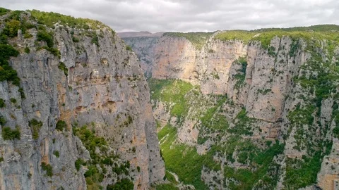 Bird's-eye view of Vikos Gorge in north of the Pindus mountain range, Greece Stock Footage 81565463