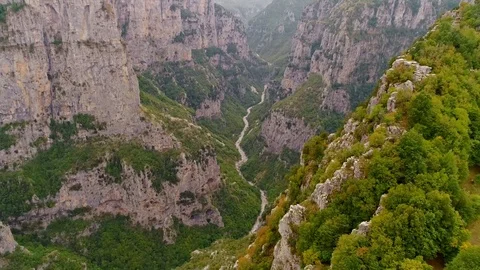 Bird's-eye view of Vikos Gorge in north of the Pindus mountain range, Greece Stock Footage 81566254