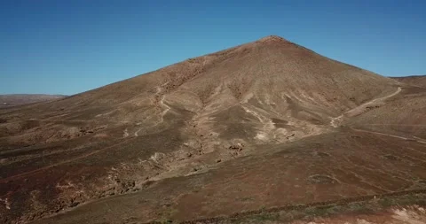 Bird’s eye view of Volcano Caldera on Lanzarote island Stock Footage