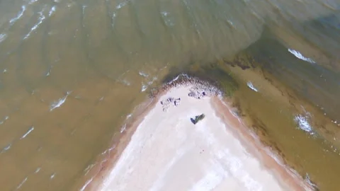 Bird's eye view of the waves of the Baltic Sea on a sunny day. Stock Footage 111288261