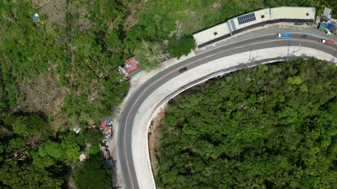 Bird's-eye view of a winding road near Bugarin View Deck in Pililla, Rizal Stock Footage 342278337