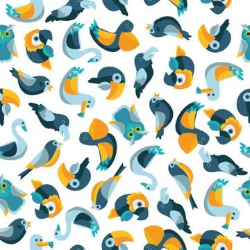 Birds flat seamless pattern in 库存插图