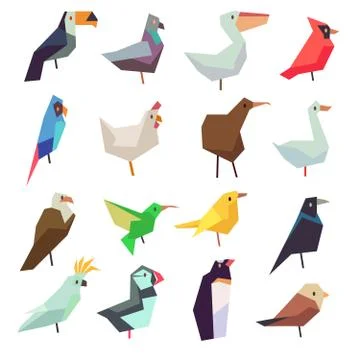 Birds in flat style vector collection Illustrazione stock