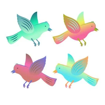 Birds in flight collection Stock Illustration