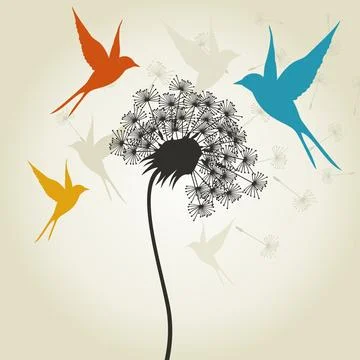 Birds a flower3 Stock Photos