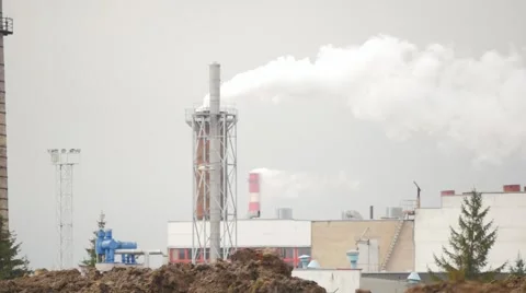 Birds fly on chimney smoke background slow motion Stock Footage 45164392