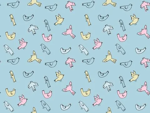 Birds fly clipart pattern Stock Illustration
