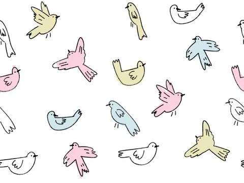 Birds fly clipart pattern Stock Illustration