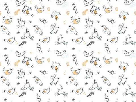 Birds fly clipart pattern Stock Illustration
