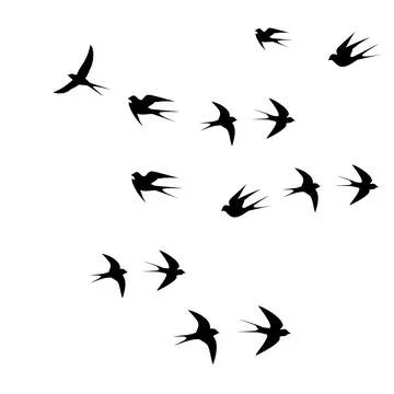 Birds fly in a flock Stock Illustration