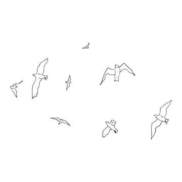 Birds fly in a row Stock Illustration