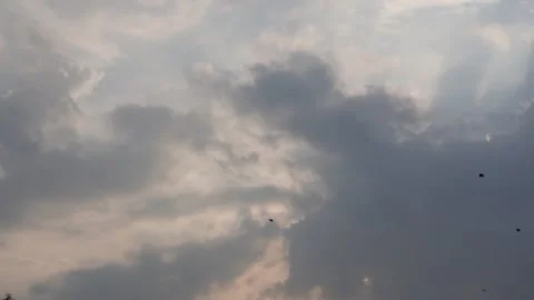 Birds Flying Under Dramatic Cloudy Sunset Sky Stock-Footage 329401948