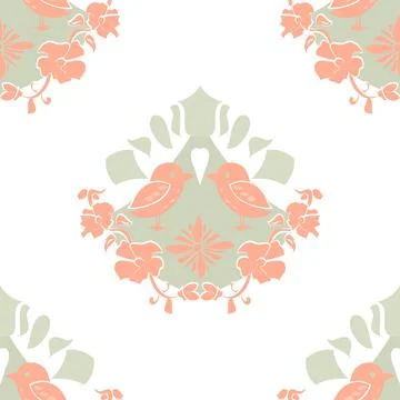 Birds On A Hill Pastel colored Pattern Stock Illustration