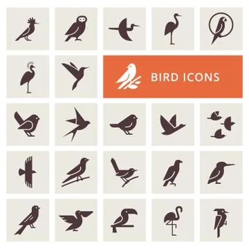 Birds icon set Stock Illustration