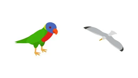 Birds icon set, isometric style Illustrazione stock
