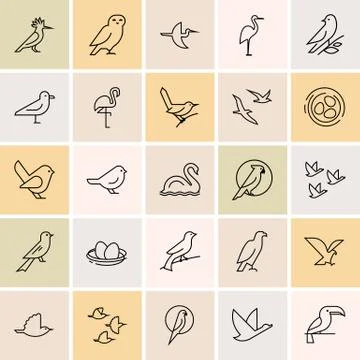 Birds icon set. Logotype or brand for company. Web site isolated icon set. Stock Illustration
