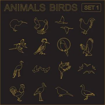 Birds icon set. Vector flat style Illustrazione stock