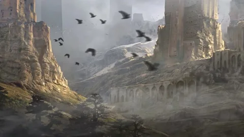 Birds Landscape Animation Stock Footage 156420007