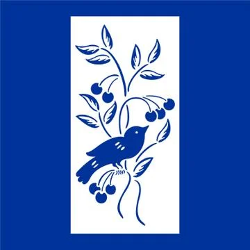 Birds Laser cut cnc panel design for metal, wooden room divider. Stock Illustration