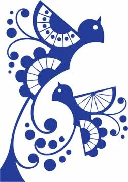 Birds Laser cut cnc panel design for metal, wooden room divider. Stock Illustration