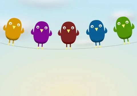 Birds on line Stock Illustration