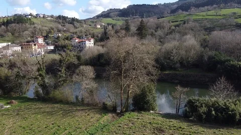 Birds in little basque village-1 Stock Footage 127319341