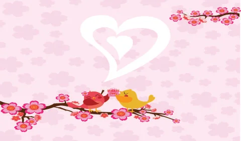 Birds in love background Stock Illustration