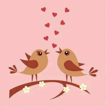 Birds in love Stock Illustration