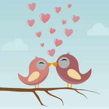 Birds in love Stock Illustration