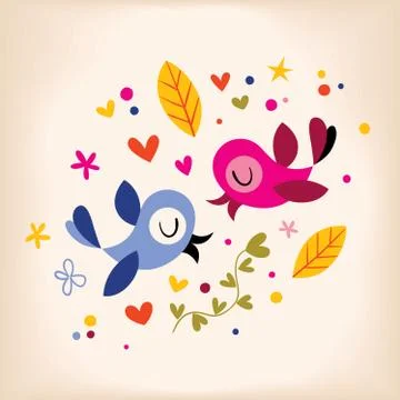 Birds in love Stock Illustration
