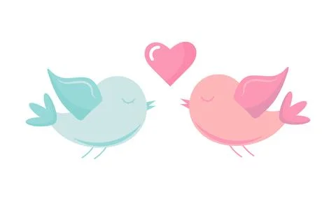 Birds in love. Illustrazione stock