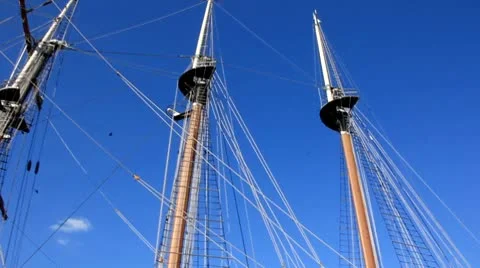 Birds in mast of sailing ship Stock Footage 8909855