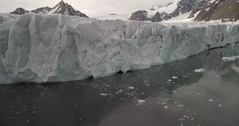 Birds migrating in the Arctic circle, flying close to an ice sheet, Aerial view Stock Footage 291623408