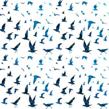 Birds with mosaic tile pattern Stock Illustration