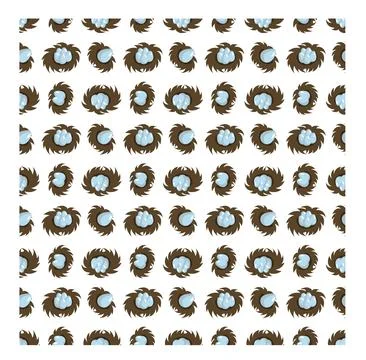 .Birds nest with eggs. Simple seamless pattern. Stock Illustration