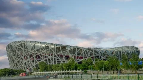 The Birds Nest Stadium In Beijing, China Stock Photos