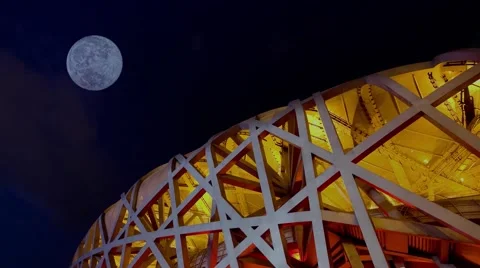 The Bird's Nest，full moon Video stock 53835343