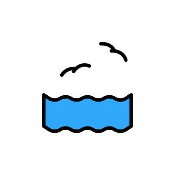 Birds, ocean icon. Simple color with outline vector elements of saving marine Stock Illustration