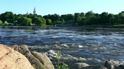 Birds over the rapid river Stock Footage 46167150
