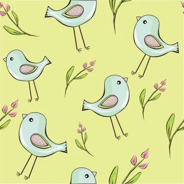 Birds seamless background Stock Illustration