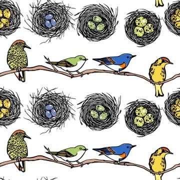 Birds seamless pattern Stock Illustration