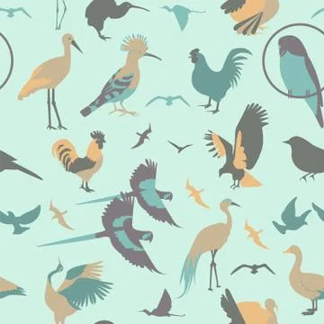 Birds seamless pattern. Vector flat style Illustrazione stock