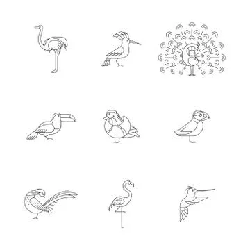 Birds set icon Stock Illustration