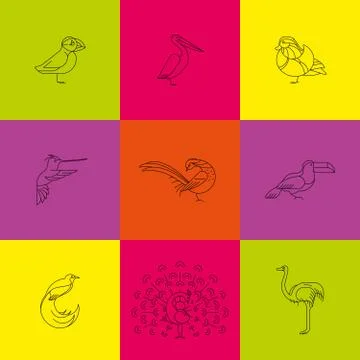 Birds set icon Stock Illustration