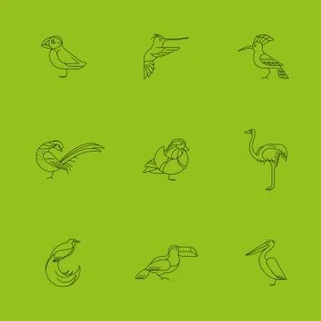 Birds set icon Stock Illustration