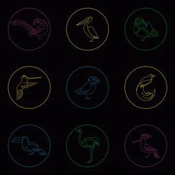 Birds set icon Stock Illustration