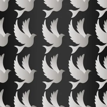 Birds silhouettes - flying seamless pattern. Dove with pattern vector Stock Illustration