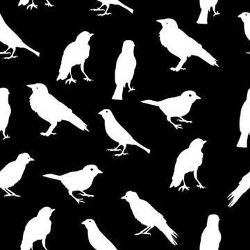 Birds Silhouettes Seamless Pattern Background Vector Illustratio Stock Illustration