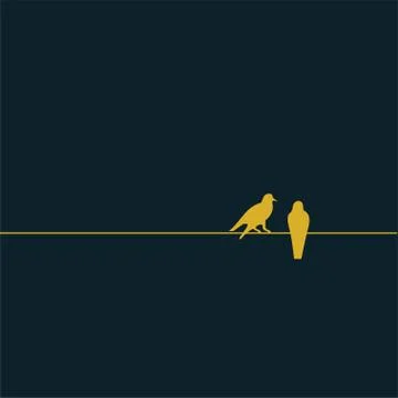 Birds sitting on string ,flat vector Stock Illustration